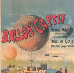 Antique Aviation Art Print: "Balloon Captif" 1880s Vintage book page