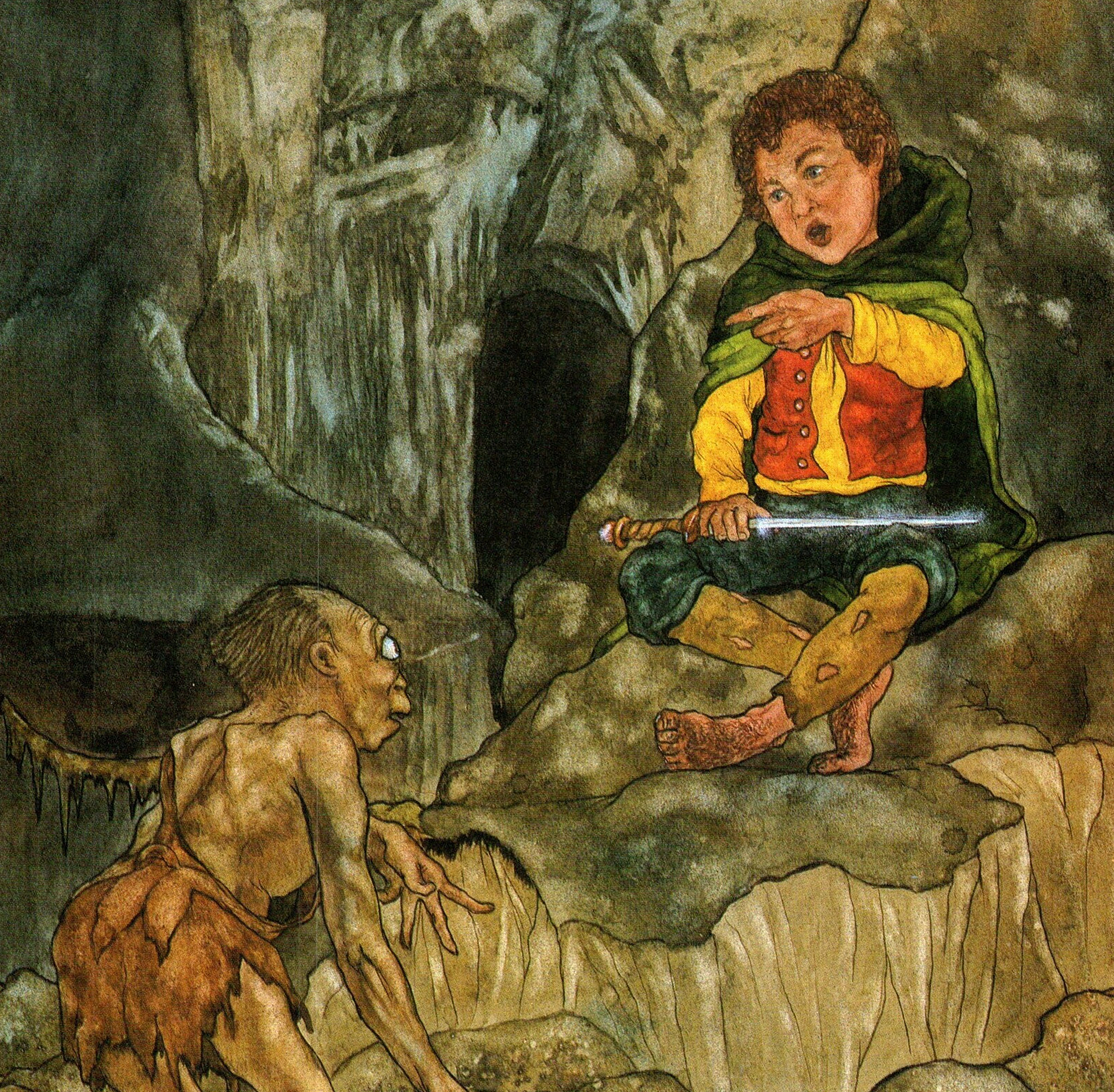 Riddles in the Dark by Michael Hague from The Hobbit Vintage print