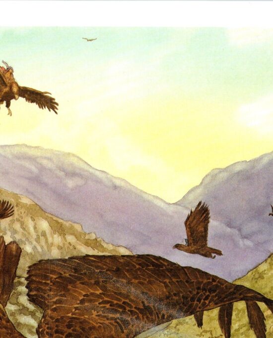 Flying with the Eagles by Michael Hague from The Hobbit Vintage art-book page