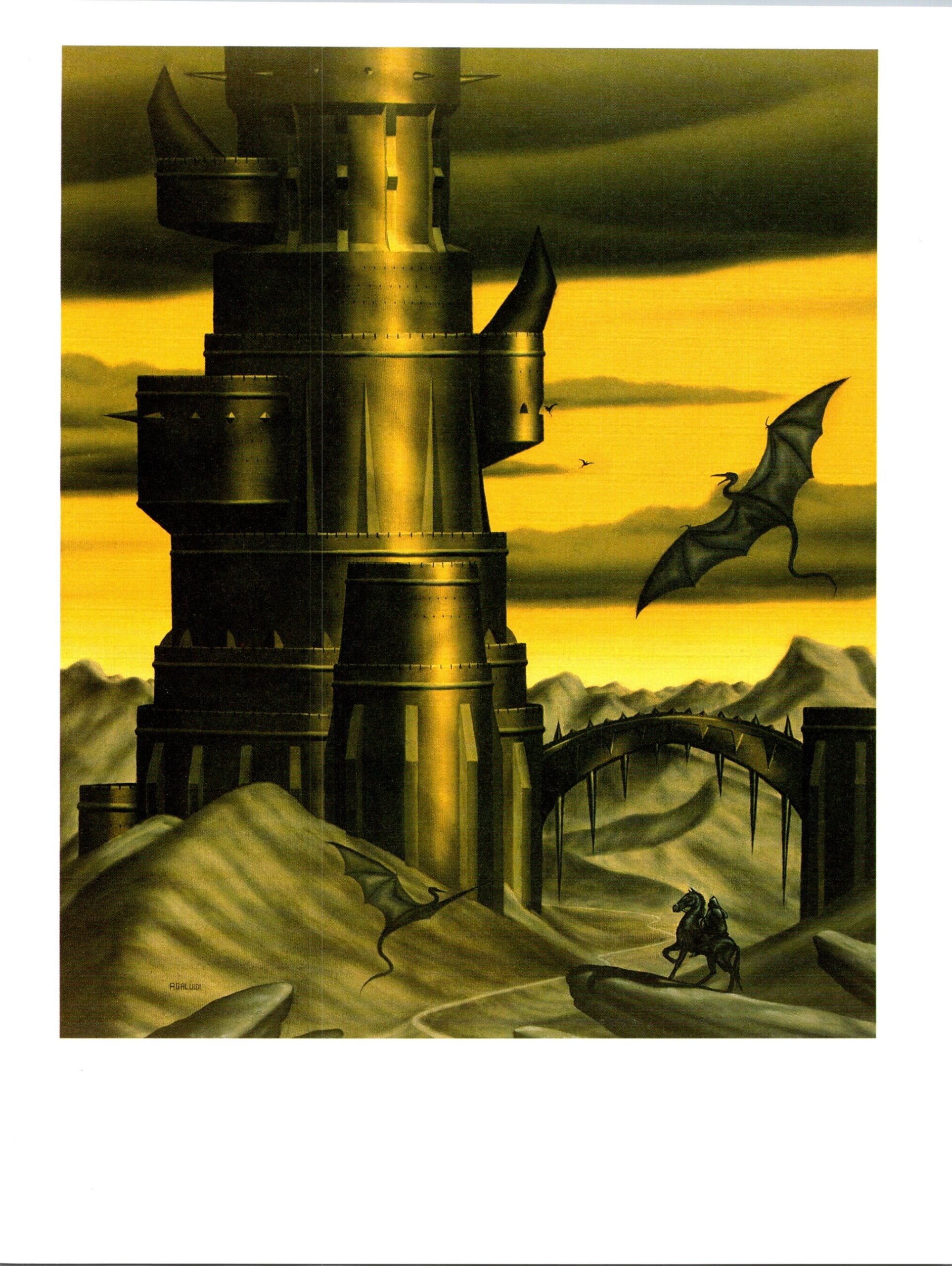 Barad-Dur by Tony Galuidi from The Fellowship of the Ring Vintage art-book page - Image 3