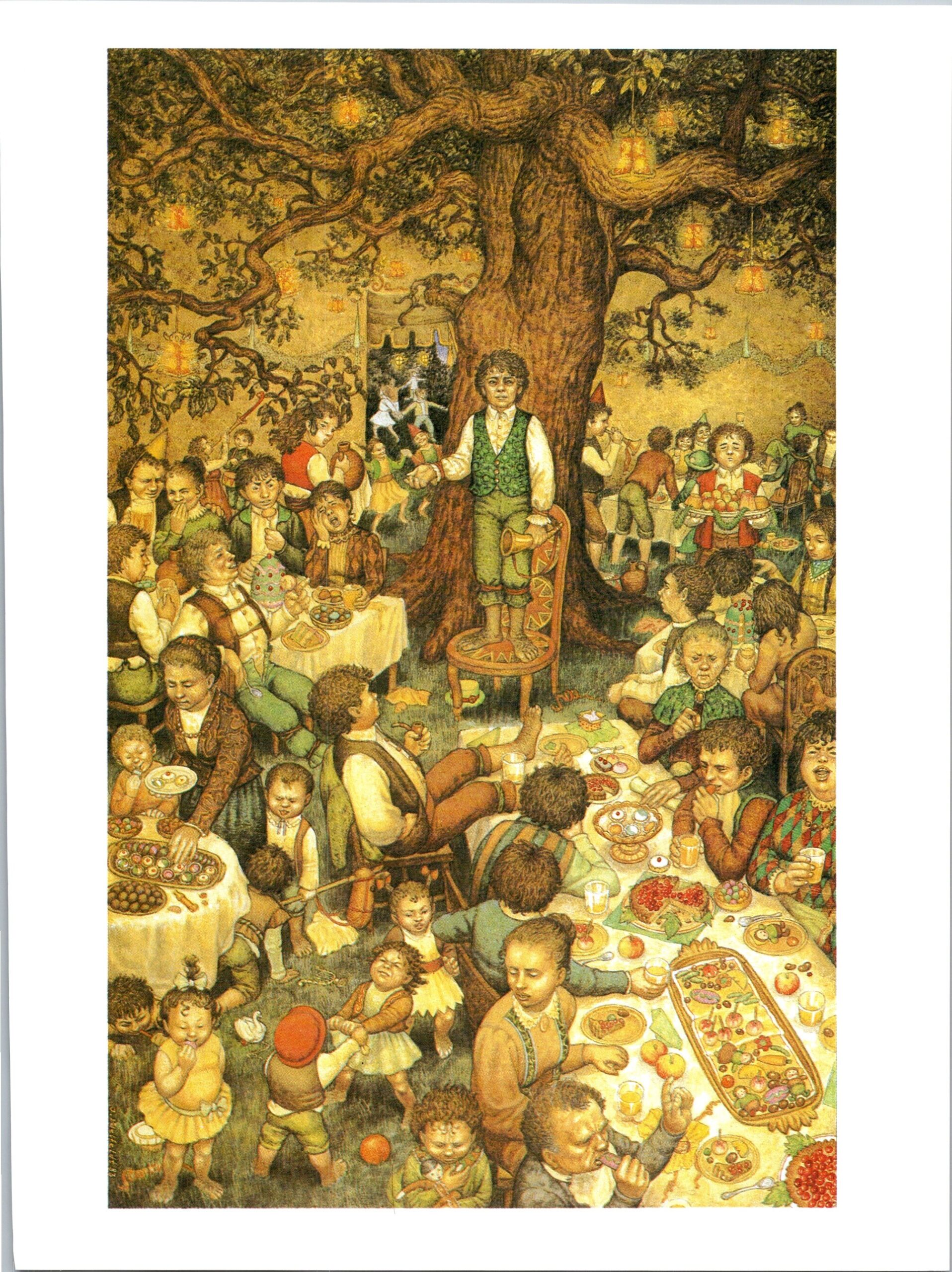 A Long-Expected Party by Inger Edelfeldt from The Fellowship of the Ring Vintage art-book page - Image 5