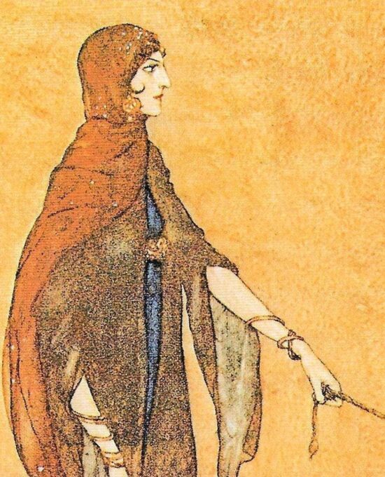 Edmund Dulac Arabian Nights Print: Queen of the Ebony Isles Vintage Book Plate