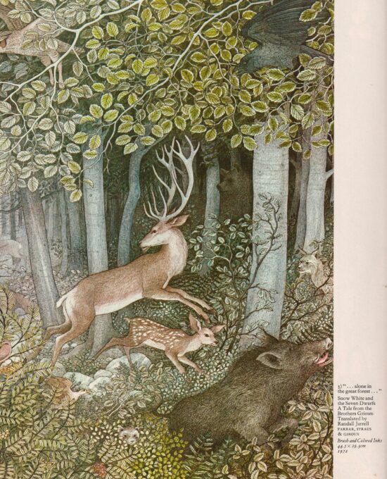 Nancy Ekholm Burkert Snow White Vintage Art Print: Forest Animals