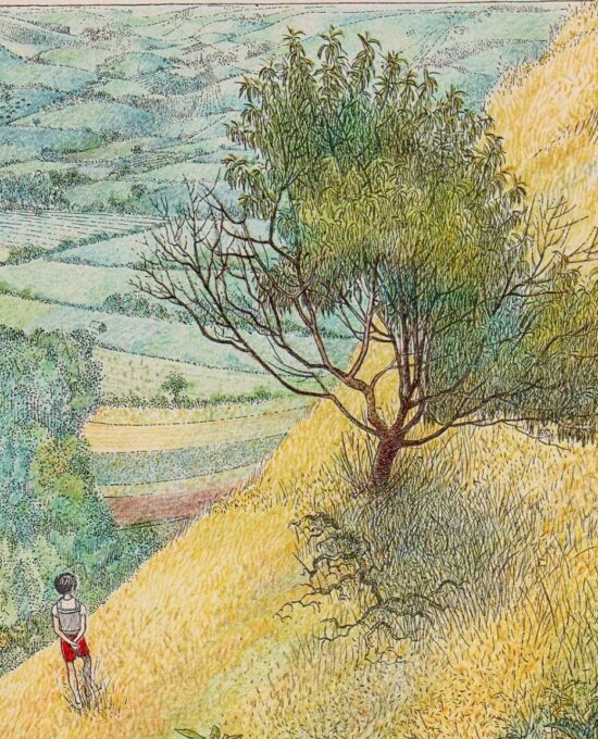 James and the Giant Peach “The hill was so high…” Nancy Ekholm Burkert Vintage art book page Children’s book art FREE SHIPPING