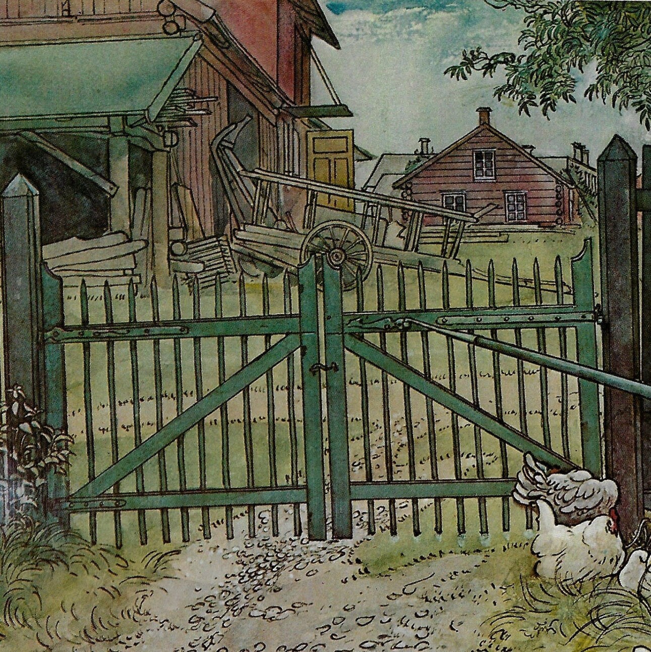 The Gate 1900 Carl Larsson Vintage art book page Victorian illustration - Image 2