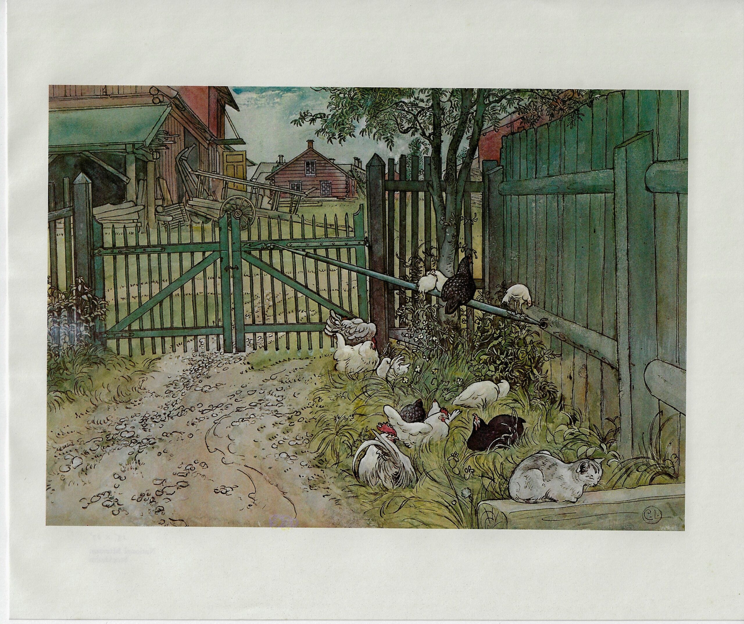 The Gate 1900 Carl Larsson Vintage art book page Victorian illustration - Image 3