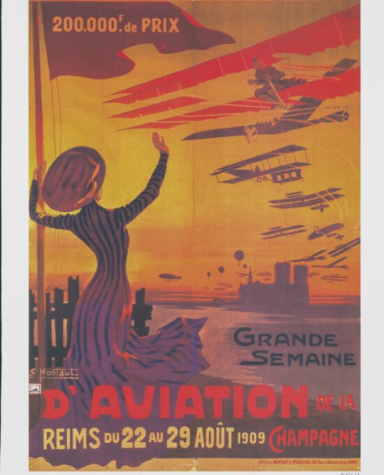 Antique Flight Illustration “Grande Semaine D’Aviation” 1909 Vintage print