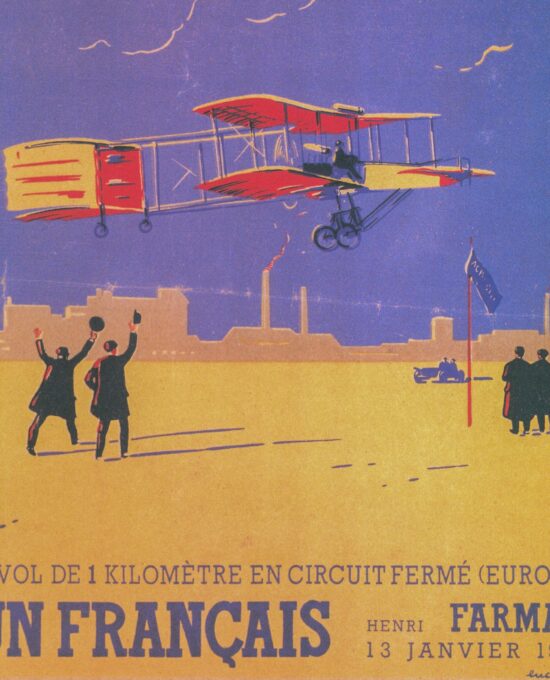 Aviation Art “Un Francais” 1908 art vintage book page