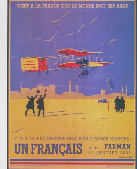 Aviation Art “Un Francais” 1908 art vintage book page