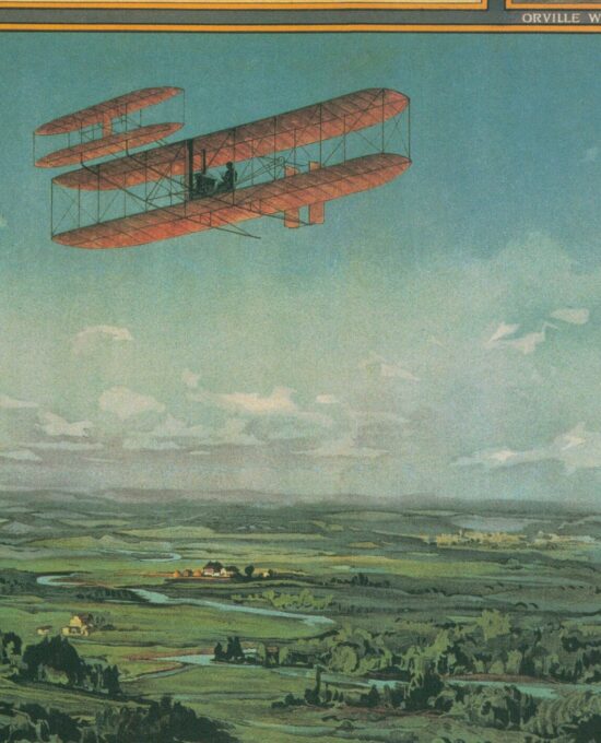 Antique Aviation Art “The Wright Bros. / Qualitatspelze” 1909/14 Vintage art lithograph
