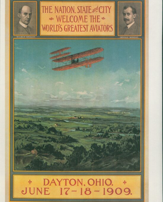 Antique Aviation Art “The Wright Bros. / Qualitatspelze” 1909/14 Vintage art lithograph
