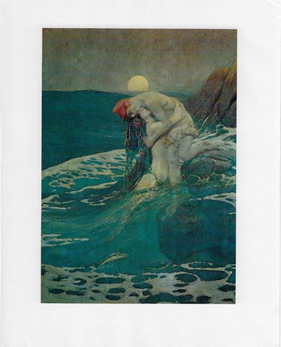 Howard Pyle “The Mermaid” 1910 An unpublished work Recovered vintage book page Brandywine artists