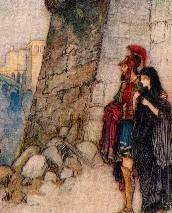 From Chaucer’s Works “Criseyde Leaving Troy” Vintage illustration by Warwick Goble