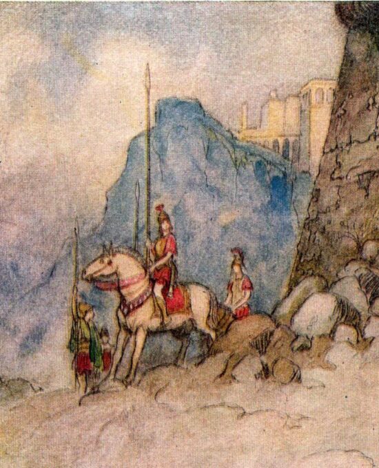 From Chaucer’s Works “Criseyde Leaving Troy” Vintage illustration by Warwick Goble