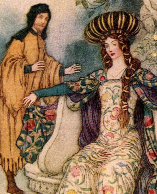 Warwick Goble Illustration: Chaucer Quote, Vintage Book Page Print