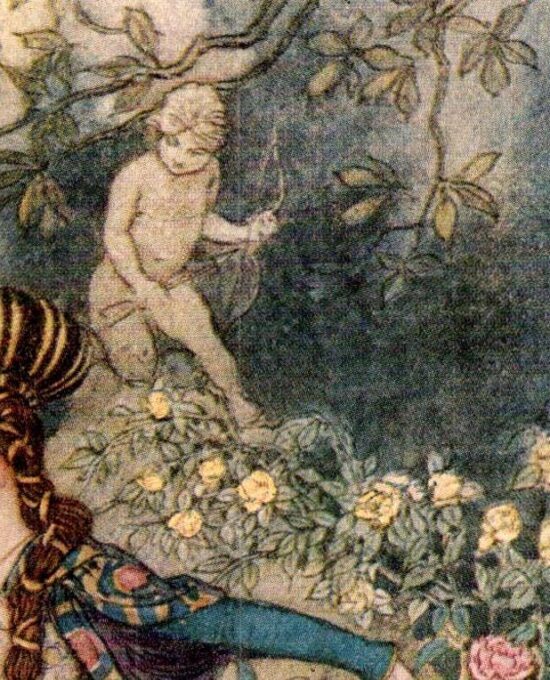 Warwick Goble Illustration: Chaucer Quote, Vintage Book Page Print