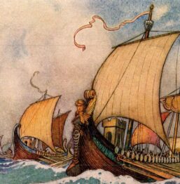 From Chaucer's Works "The Greek Fleet" Vintage illustration by Warwick Goble