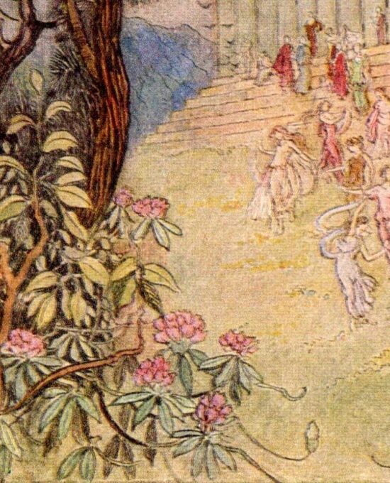 From Chaucer’s Works “The Parliament of Birds” Vintage illustration by Warwick Goble