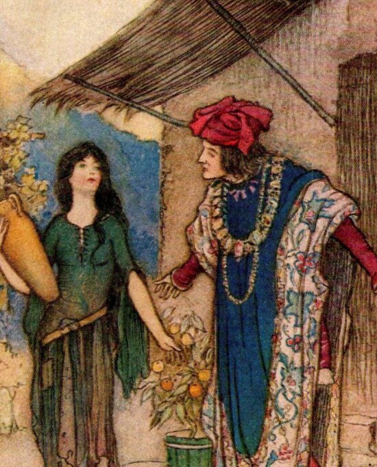 From Chaucer’s Works “Griselda and the Duke” Vintage illustration by Warwick Goble