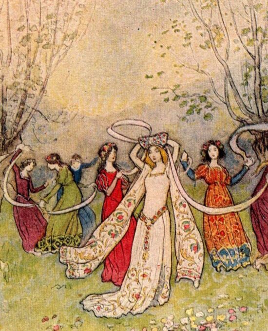 From Chaucer’s Works “The Fairest Company of Ladies that Ever Man Had Seen” Vintage illustration by Warwick Goble