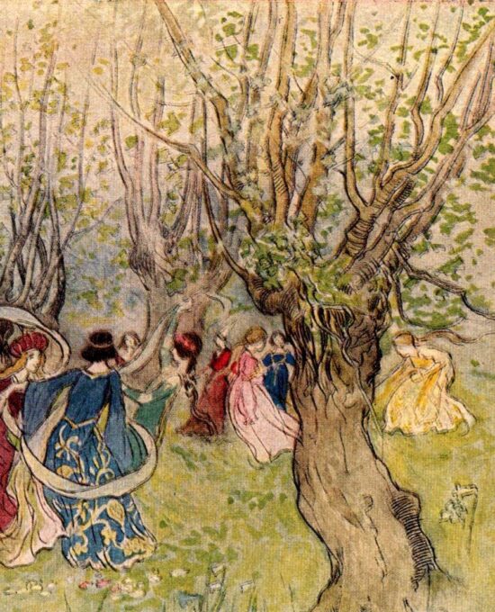 From Chaucer’s Works “The Fairest Company of Ladies that Ever Man Had Seen” Vintage illustration by Warwick Goble
