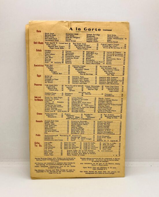 Boston Rathskeller Restaurant Menu “The Rat” 1940s w- Luncheon Menu insert for August 9th