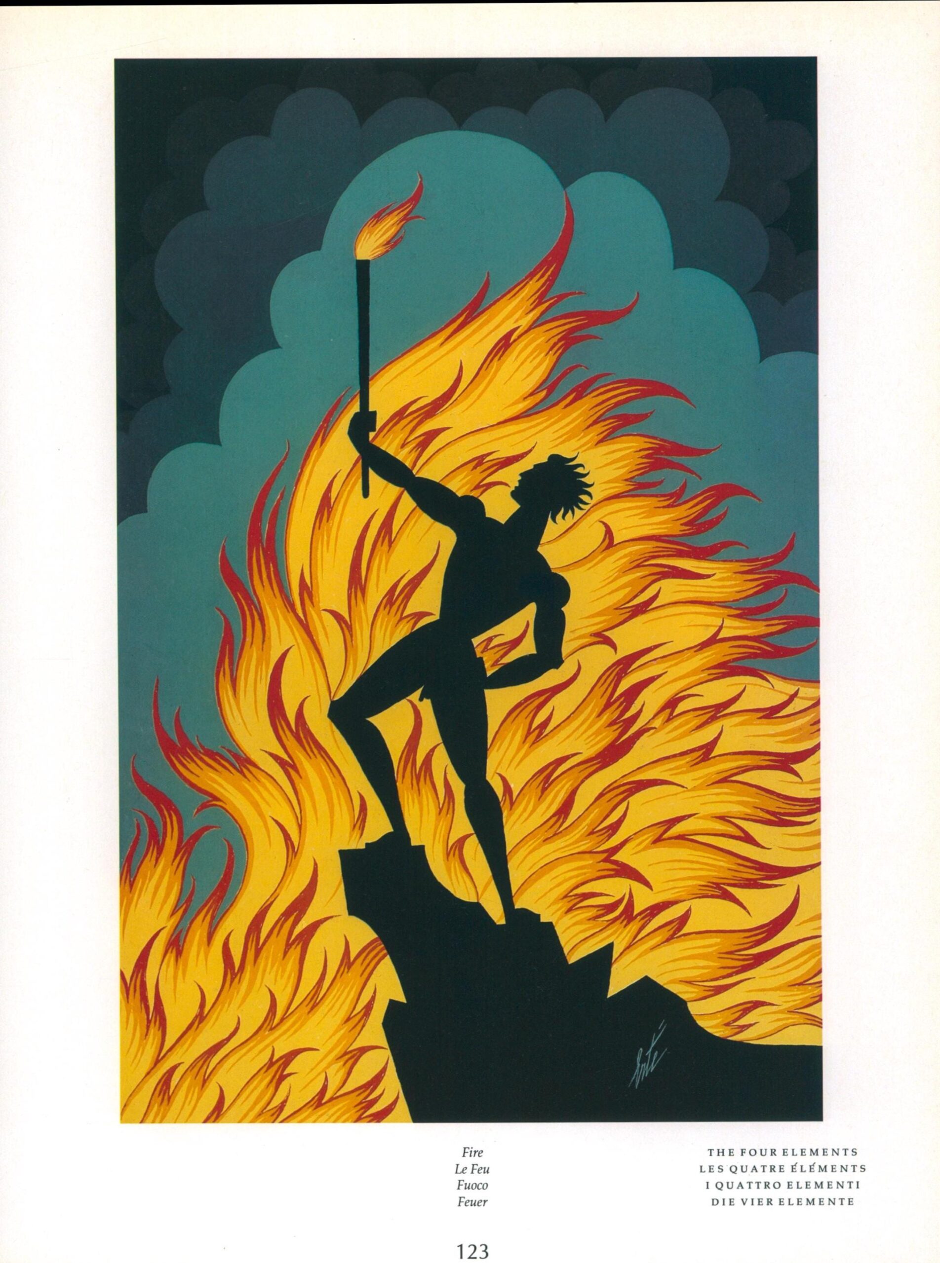 Vintage Erte Fantasy Print: "Fire" - Image 2