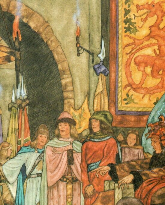 Thorin, Prisoner of the Elves by Michael Hague from The Hobbit Vintage art-book page