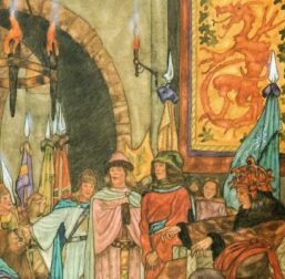Thorin, Prisoner of the Elves by Michael Hague from The Hobbit Vintage art-book page