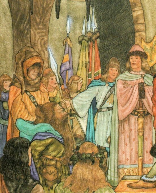 Thorin, Prisoner of the Elves by Michael Hague from The Hobbit Vintage art-book page