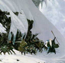 The Anger of the Mountain by Ted Nasmith from The Fellowship of the Ring Vintage art-book page