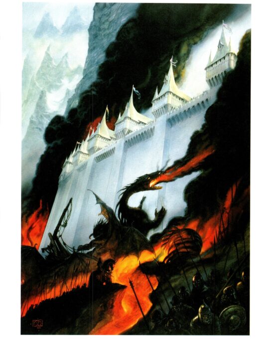 The Fall of Gondolin by John Howe from The Silmarillion Vintage Middle-Earth art print