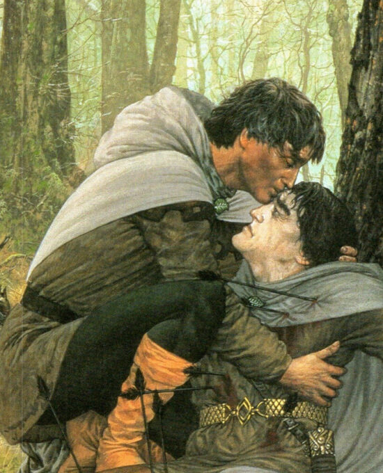 The Last Words of Boromir by Ted Nasmith from The Two Towers Vintage art-book page