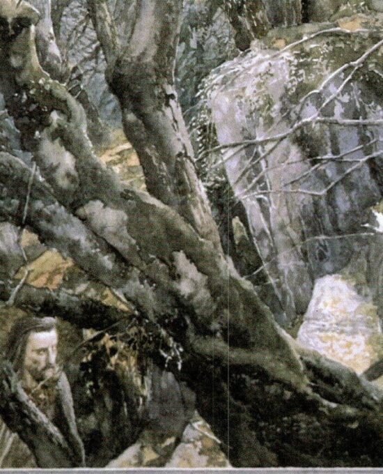 Tol Brandir by Alan Lee from The Fellowship of the Ring Vintage art-book page