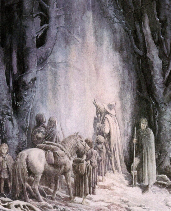 The Entrance to Moria by Alan Lee from The Fellowship of the Ring Vintage art-book page