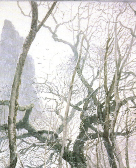 Tol Brandir by Alan Lee from The Fellowship of the Ring Vintage art-book page