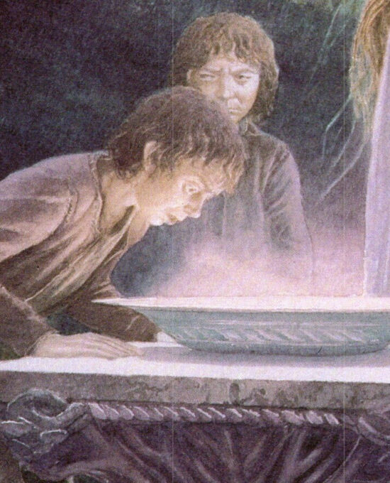 Galadriel’s Mirror by Alan Lee from The Fellowship of the Ring Vintage art-book page