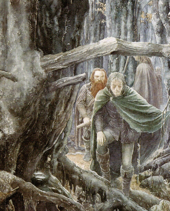 Searching Fangorn by Alan Lee from The Two Towers Vintage art-book page