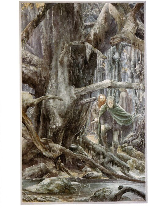 Searching Fangorn by Alan Lee from The Two Towers Vintage art-book page