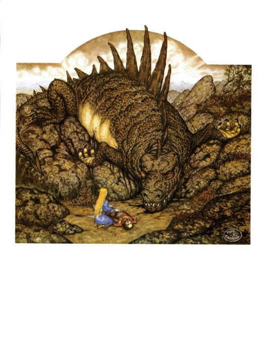 The Death of Glaurung by Inger Edelfeldt from The Silmarillion Vintage art-book page