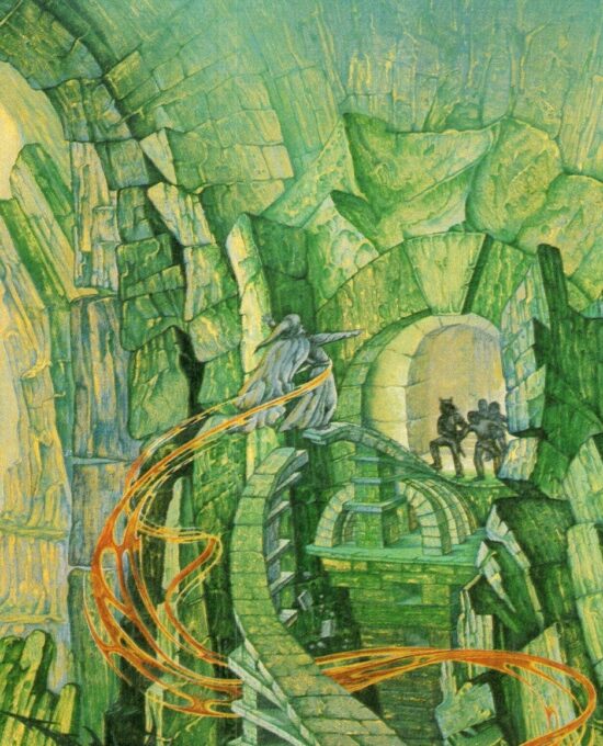 The Bridge of Khazad-Dum by Roger Garland from The Fellowship of the Ring Vintage art-book page