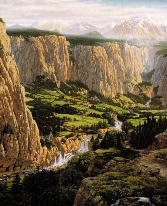 Rivendell by Ted Nesmith from The Hobbit & Lord of the Rings Vintage print