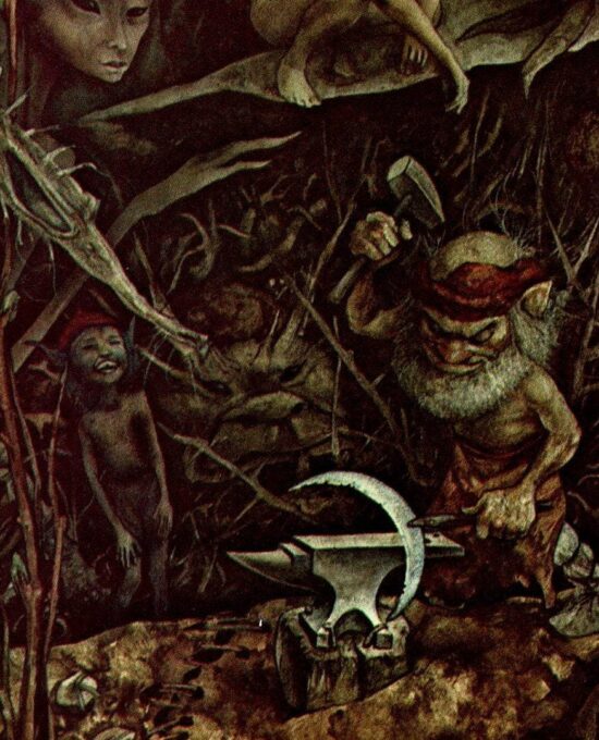 Brian Froud Art: “The Weyland Smithy” Vintage Book Page