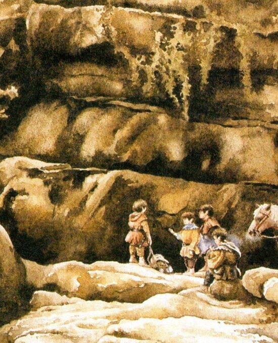 On the Road to the Rivendell by Robert Goldsmith from The Fellowship of the Ring Vintage art-book page