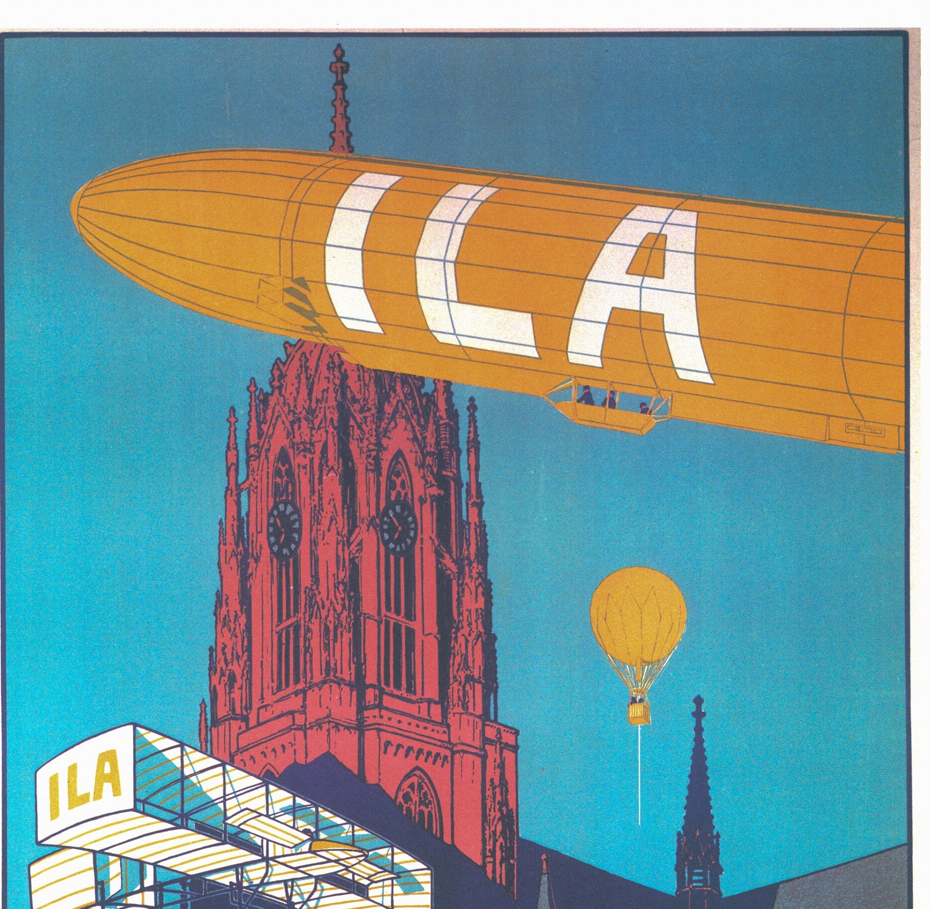 Antique Flight Illustration "Exposition Aeronautique" 1909 Recovered vintage art book page