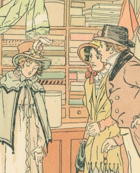 from an antique copy of Jane Austen’s “Emma” Color illustration by C.E. Brock