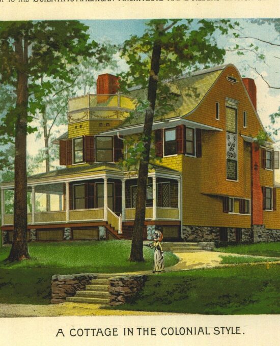 1891 Scientific American Color Plate: Colonial Cottage Architecture