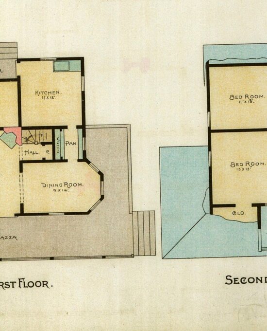 Scientific American 1891 Antique color plate “A Cottage for Eight Hundred Dollars” Victorian floorplan