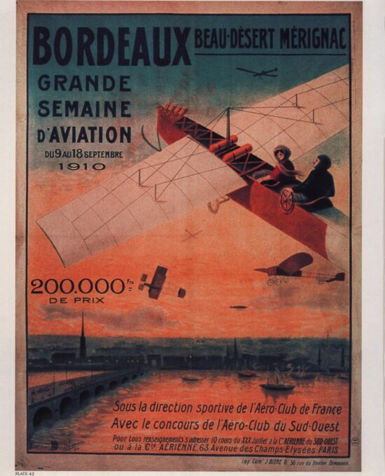 1910 Aviation Art Print: Bordeaux & Blackpool Vintage Flight Illustration
