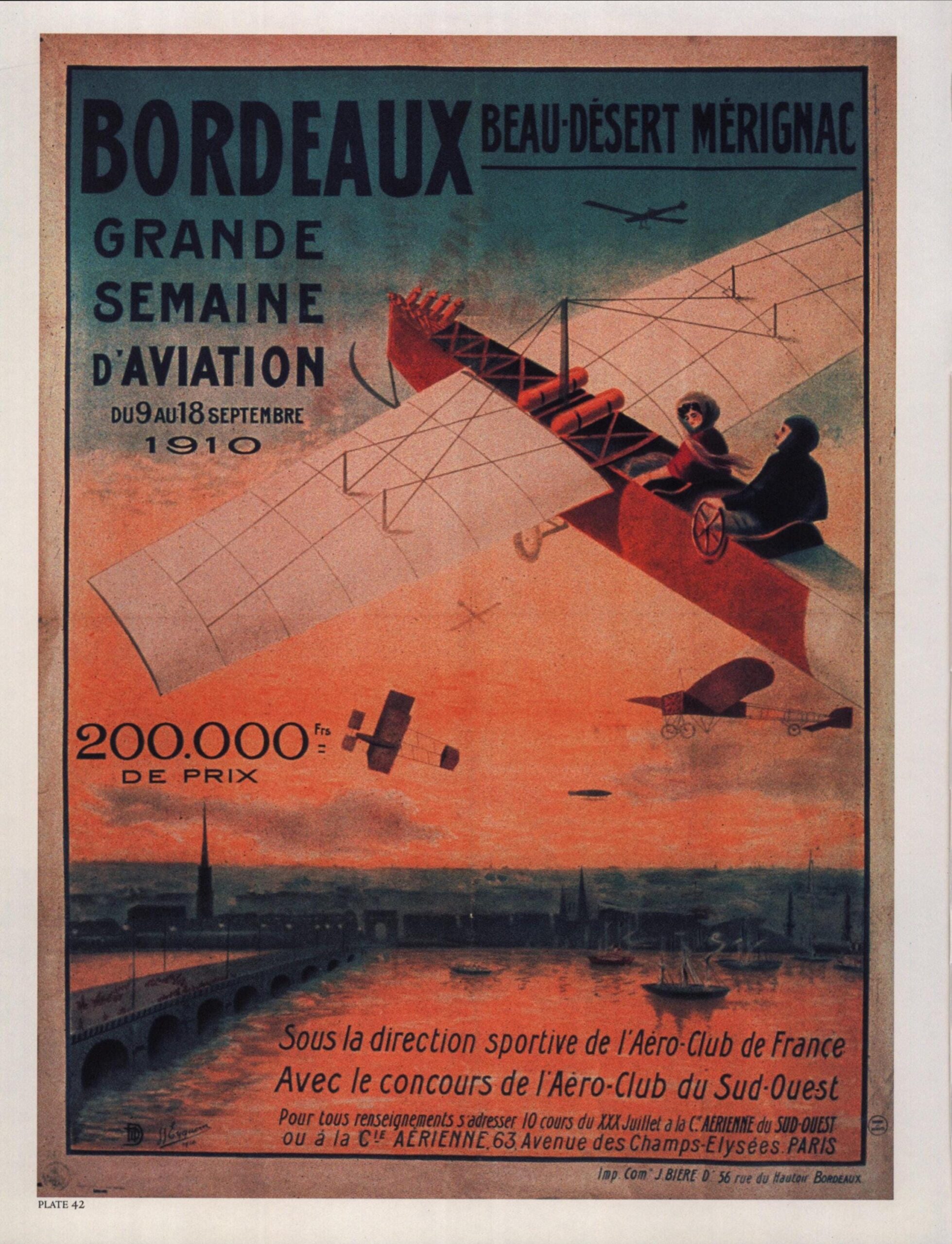1910 Aviation Art Print: Bordeaux & Blackpool Vintage Flight Illustration - Image 2
